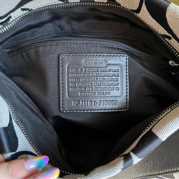 Coach Signature Black Soho Canvas Duffle Shoulder Bag Purse - Picture 10 of 11